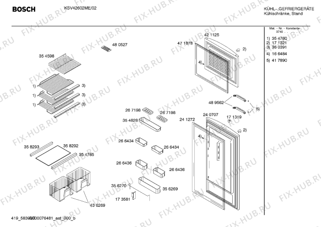 Взрыв-схема холодильника Bosch KSV42602ME - Схема узла 02