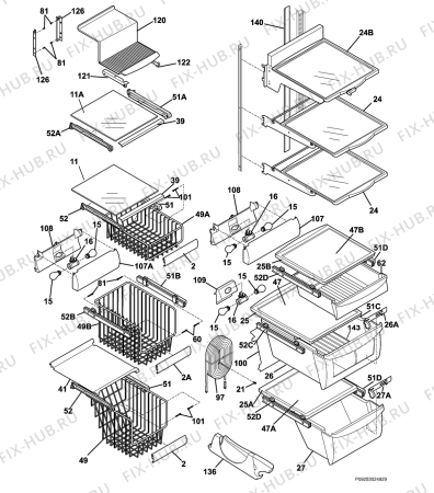 Взрыв-схема холодильника Husqvarna Electrolux QT5000FX4 - Схема узла Housing, inner