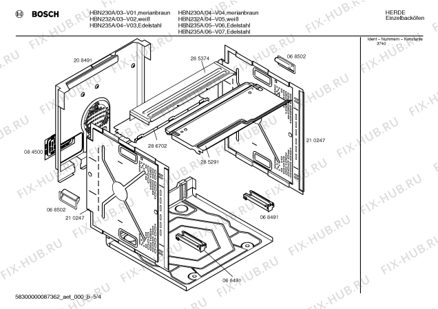 Схема №2 HBN235A с изображением Панель для электропечи Bosch 00295349