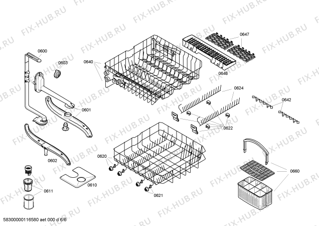 Взрыв-схема посудомоечной машины Bosch SGS46M22EU - Схема узла 06