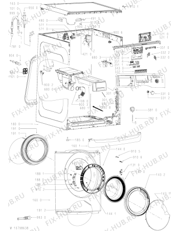 Схема №1 WA UNIQ 844 HF с изображением Обшивка для стиральной машины Whirlpool 481010596634