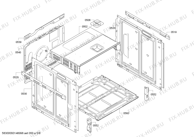 Взрыв-схема плиты (духовки) Bosch HBA38B9B0 - Схема узла 05