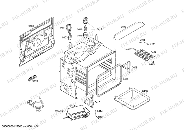 Взрыв-схема плиты (духовки) Bosch HSG222020Z - Схема узла 04