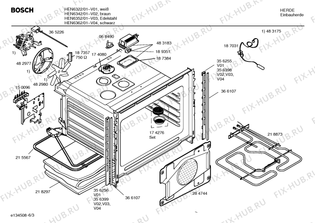 Взрыв-схема плиты (духовки) Bosch HEN6322 - Схема узла 03