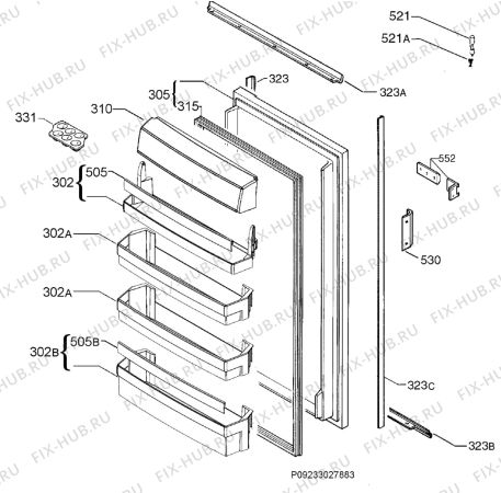 Взрыв-схема холодильника Aeg Electrolux AEK2101RW - Схема узла Door 003