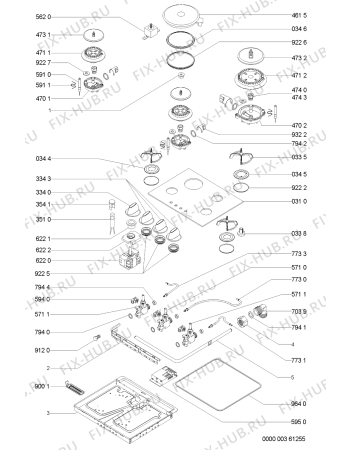 Схема №1 AKM 432/NB/01 с изображением Поверхность для электропечи Whirlpool 481245068334