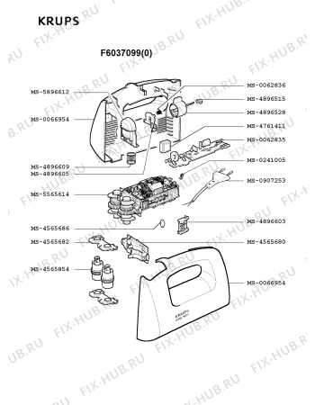 Взрыв-схема блендера (миксера) Krups F6037099(0) - Схема узла HP000743.3P2