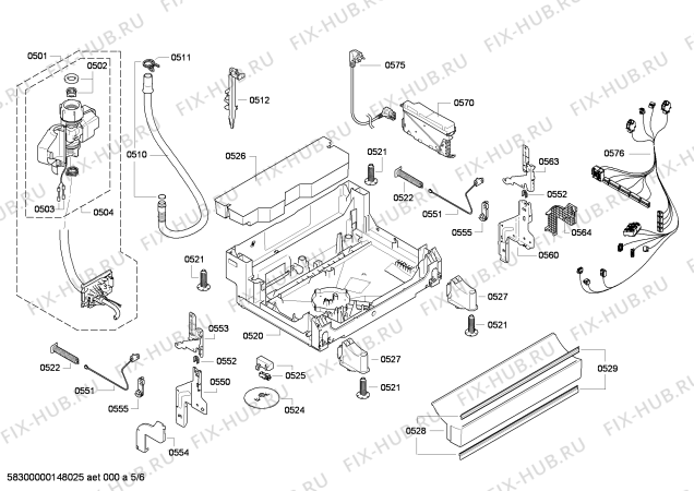 Взрыв-схема посудомоечной машины Bosch SMS85M22DE - Схема узла 05