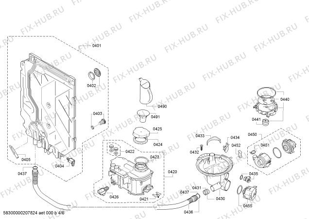 Взрыв-схема посудомоечной машины Bosch SMS25AW03E SilencePlus, Serie 2 - Схема узла 04