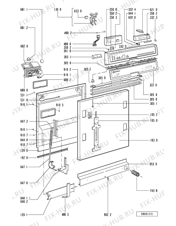 Схема №2 GSI 4753/3 TW-IN с изображением Панель для посудомоечной машины Whirlpool 481245370514