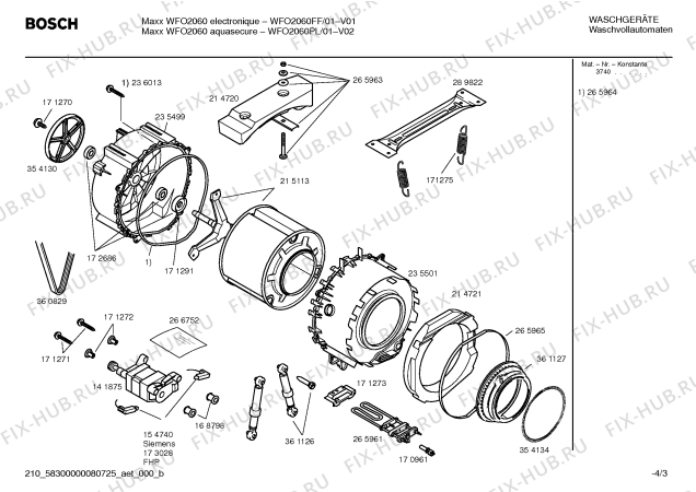 Схема №2 WFO2460FF Maxx WFO 2460 electronique с изображением Инструкция по установке и эксплуатации для стиральной машины Bosch 00580189