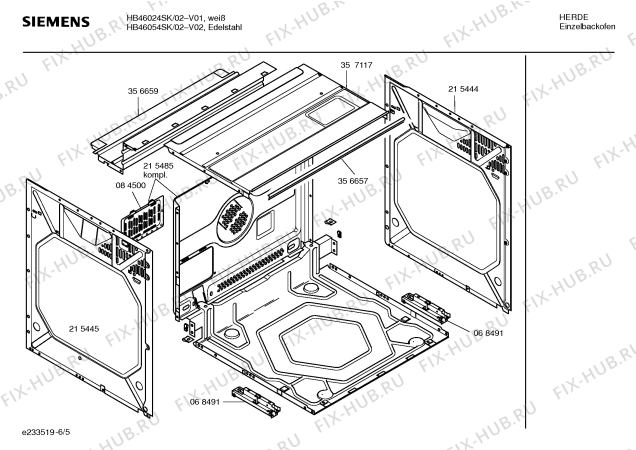 Схема №4 HB46054SK с изображением Инструкция по эксплуатации для плиты (духовки) Siemens 00527585