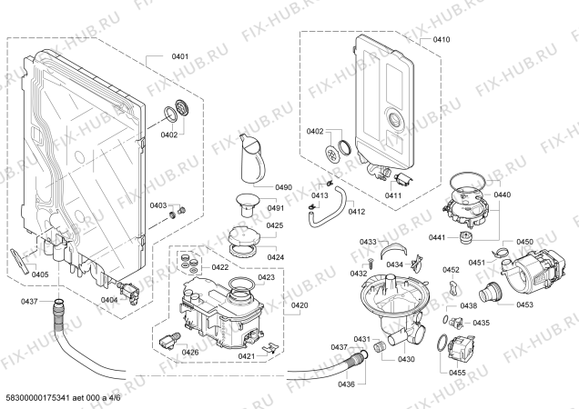 Взрыв-схема посудомоечной машины Bosch SMI69M25EX, ActiveWater Eco - Схема узла 04
