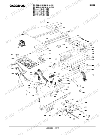 Взрыв-схема плиты (духовки) Gaggenau EB904510 - Схема узла 11