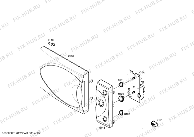 Схема №1 3WG2534N с изображением Дверь для микроволновки Bosch 00662851