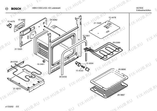 Схема №3 HBN115SEU с изображением Инструкция по эксплуатации для электропечи Bosch 00522118