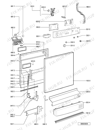 Схема №2 ADP 6830 WH с изображением Панель для электропосудомоечной машины Whirlpool 481245372709