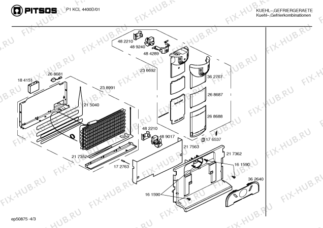 Взрыв-схема холодильника Pitsos P1KCL4400D - Схема узла 03