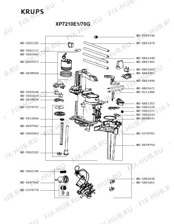Взрыв-схема кофеварки (кофемашины) Krups XP7210E1/70G - Схема узла 9P003464.1P2