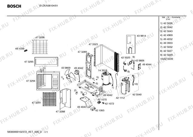 Схема №1 S1ZKA08104 с изображением Держатель для сплит-системы Siemens 00494043