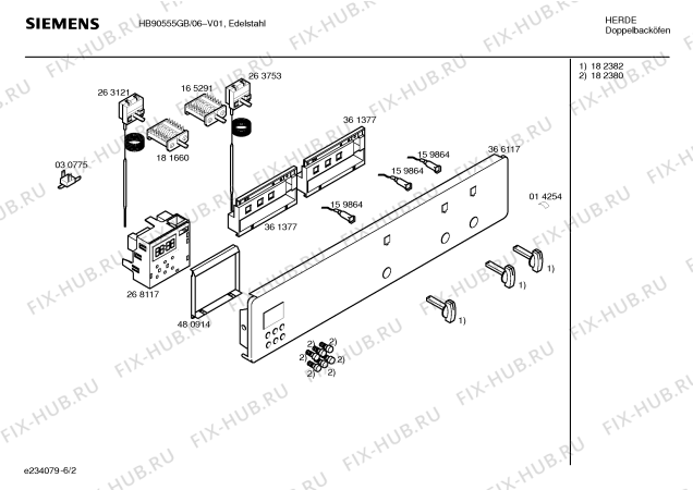 Схема №4 HB90555GB с изображением Панель управления для плиты (духовки) Siemens 00366117