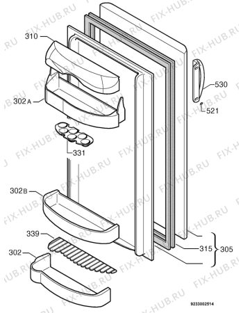 Взрыв-схема холодильника Zanker ZKR264A - Схема узла Door 003