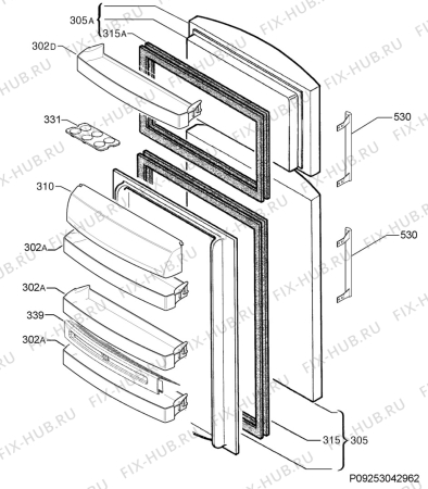 Взрыв-схема холодильника Aeg Electrolux S95438DTL1 - Схема узла Door 003