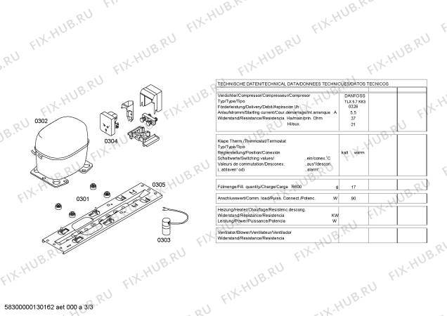 Взрыв-схема холодильника Balay 3FUB1010 - Схема узла 03