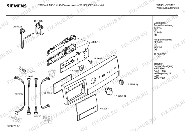 Схема №3 WH55290FG Extraklasse XL1300A electronic с изображением Ручка для стиралки Siemens 00482061