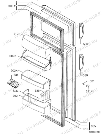 Взрыв-схема холодильника Aeg S3253-6DT - Схема узла Door 003