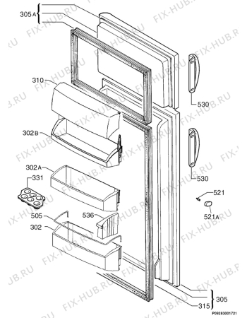 Взрыв-схема холодильника Aeg S3253DT6 - Схема узла Door 003
