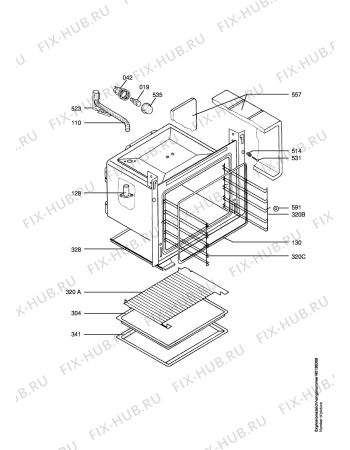 Взрыв-схема плиты (духовки) Aeg CE1100-2-W   EURO - Схема узла Oven