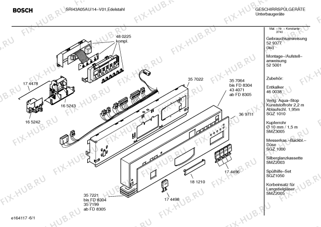 Схема №3 SRI43A05AU с изображением Вкладыш в панель для посудомойки Bosch 00369711