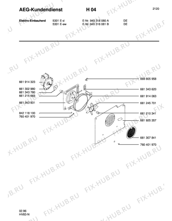 Взрыв-схема плиты (духовки) Aeg 5301E-D - Схема узла Section5