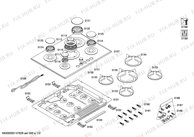 Схема №2 PPQ716B20N ENC.PPQ716B20N T70F 4G+1W BOSCH с изображением Варочная панель для электропечи Bosch 00685283