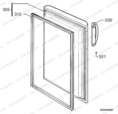 Взрыв-схема холодильника Electra UF6026W - Схема узла Door 003