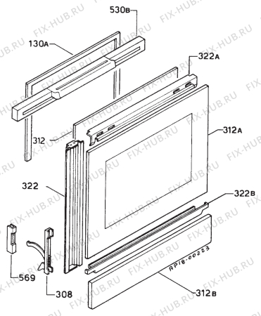 Взрыв-схема плиты (духовки) Castor CMX6640SA - Схема узла Door 003