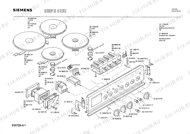 Схема №3 HS844236 с изображением Переключатель для плиты (духовки) Siemens 00026535