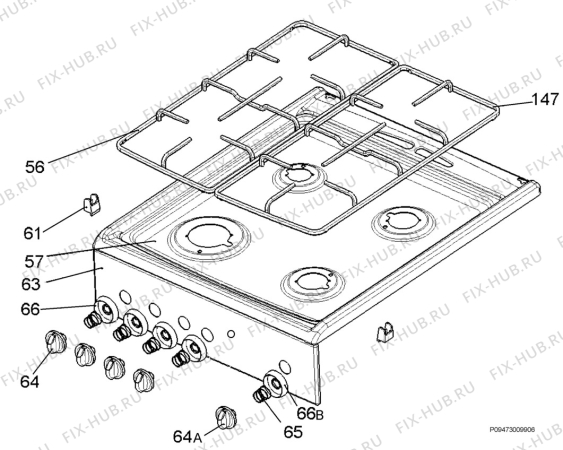 Взрыв-схема плиты (духовки) Zanussi ZCG5603 - Схема узла Section 3