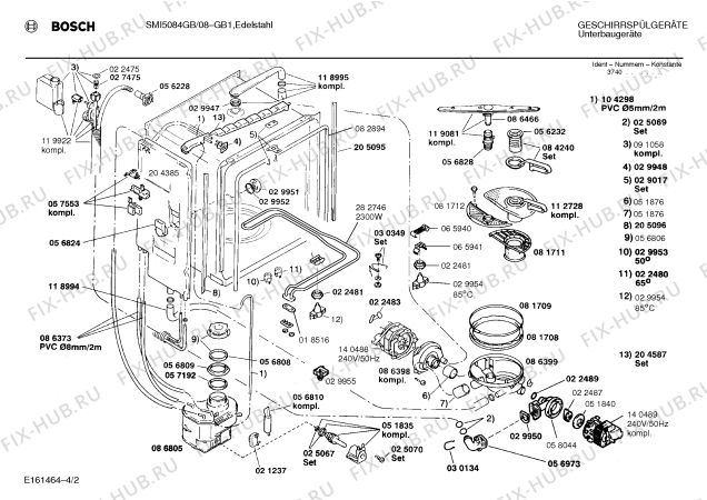 Взрыв-схема посудомоечной машины Bosch SMI5084GB - Схема узла 02