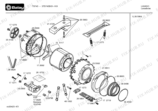 Схема №3 3TS755B TS755 с изображением Инструкция по эксплуатации для стиралки Bosch 00585276
