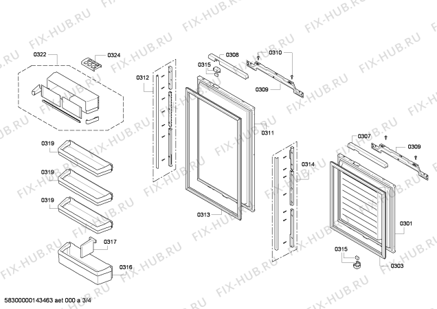 Взрыв-схема холодильника Siemens KI34NP60 - Схема узла 03