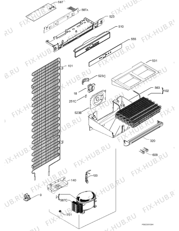 Взрыв-схема холодильника Electrolux EUG23800 - Схема узла Cooling system 017