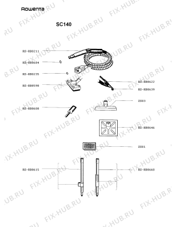 Взрыв-схема пылесоса Rowenta SC140 - Схема узла SC140___.__1