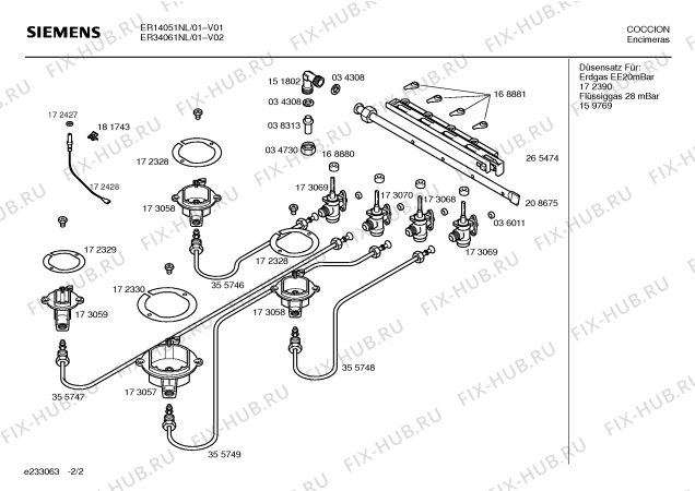 Взрыв-схема плиты (духовки) Siemens ER14051NL - Схема узла 02