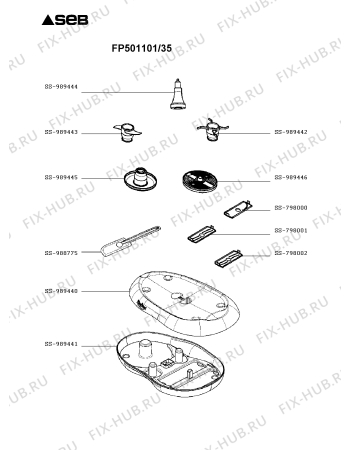 Взрыв-схема кухонного комбайна Seb FP501101/35 - Схема узла ZP002667.5P2