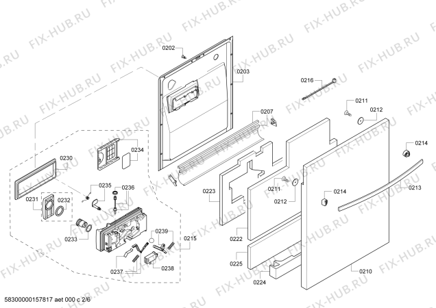 Взрыв-схема посудомоечной машины Bosch SHX43RL5UC SilencePlus 48 dBA - Схема узла 02