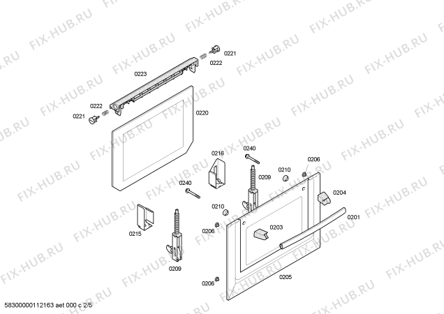 Схема №2 HBN230260E Horno bosch indpnd.multf.negr.reloj ec2 с изображением Передняя часть корпуса для духового шкафа Bosch 00442843