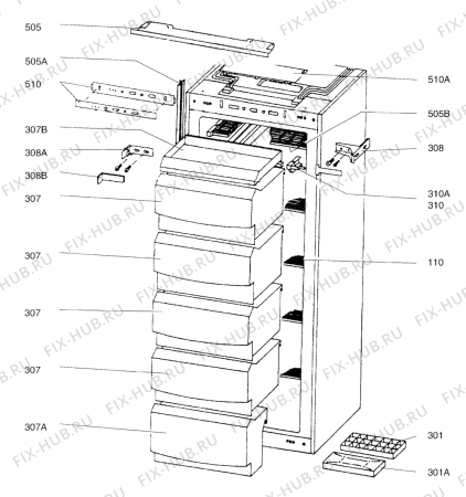 Взрыв-схема холодильника Aeg A1372-5I - Схема узла Tub