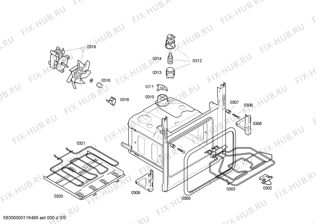 Схема №2 3CVX468B с изображением Направляющая для плиты (духовки) Bosch 00423653